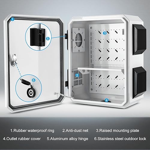 Miniatura 5 de Caja eléctrica al aire libre, placa de acero laminada en frío, viga trasera de aleación de aluminio, diseño de ventilación de una pieza, IP65