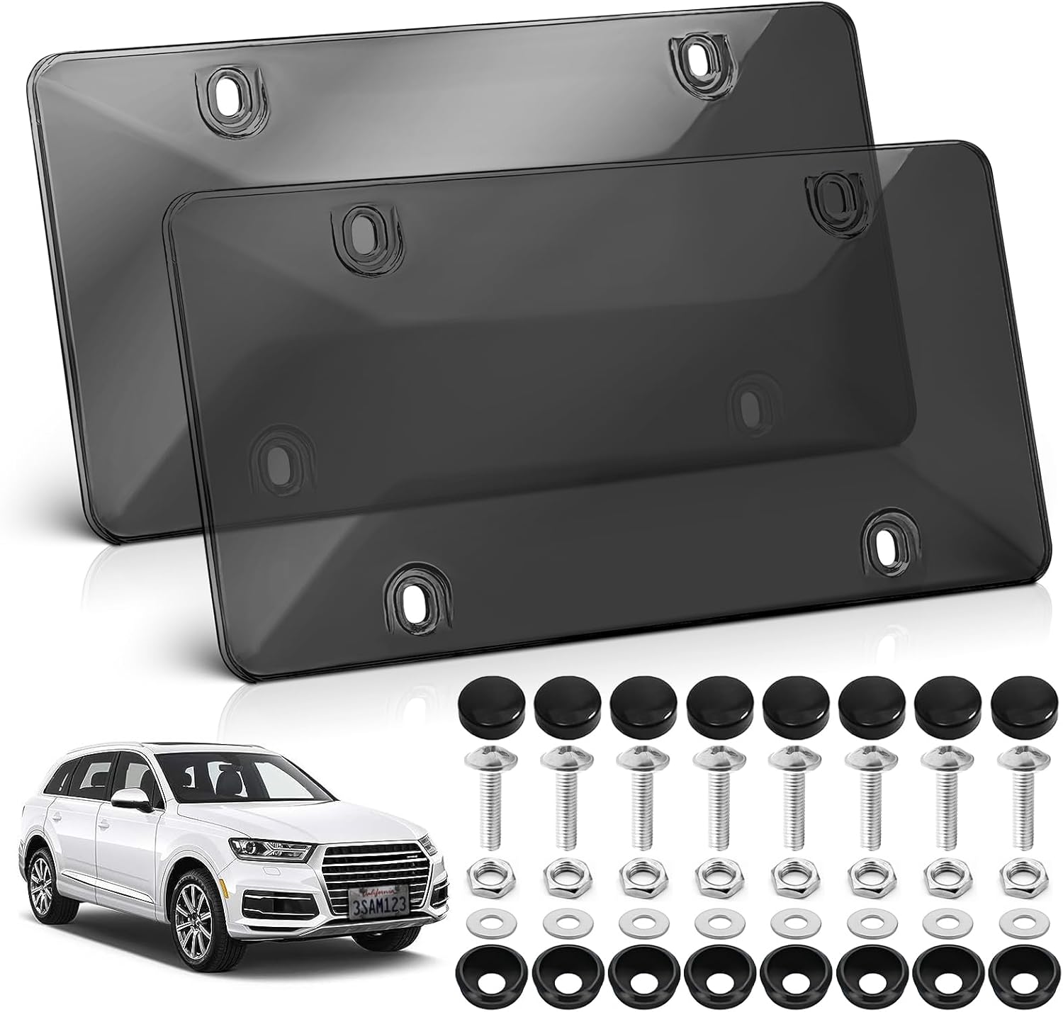 License Plate Frame, 2 Pcs License Plate Protector, Black License Plate