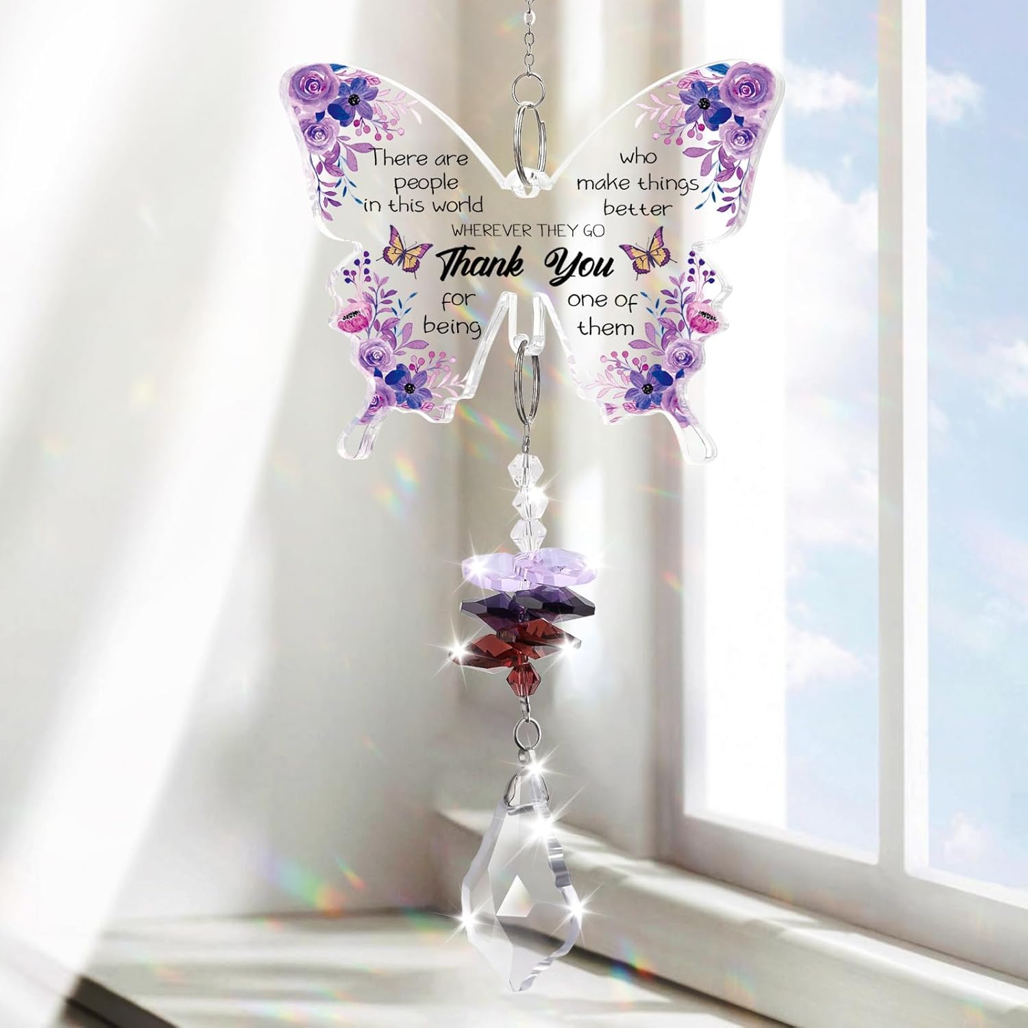 PRSTENLY Thank You Gift for Women Birthday Gifts for Women Butterfly Crystal Suncatcher Thank You Gifts for Colleague Friend Nurse Teacher Appreciation Gifts