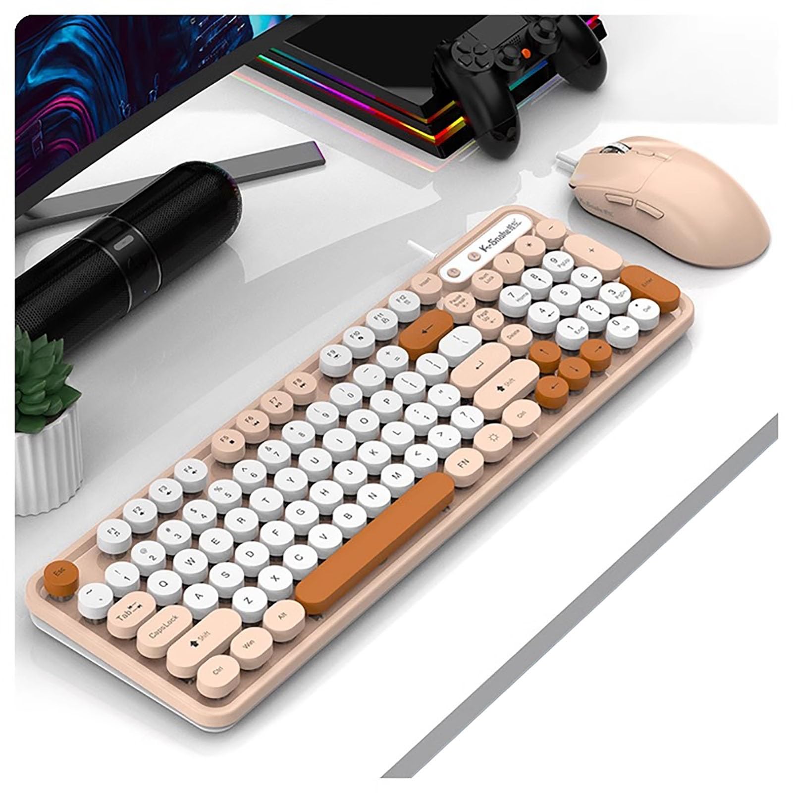 Tastiera Tastiera Da Gioco Prova Il Massimo Piacere Di Gioco, Silenzioso Ed Efficiente: La Tastiera Da Gioco Sussurrata Dal Comfort Ergonomico Include Un Mouse Dello Stesso Colore(E)