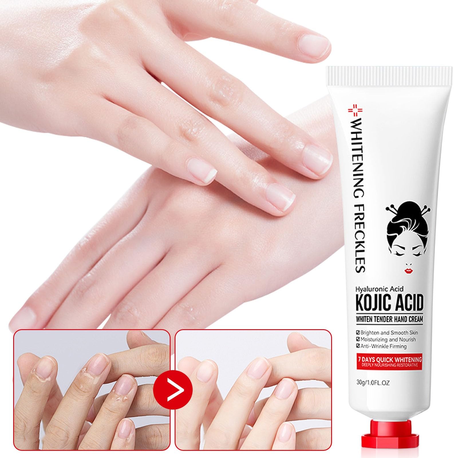 Lot de 3 crèmes à l'acide kojique pour les mains, soin hydratant anti-âge, teint uniforme, dommages du soleil et taches de vieillesse, taches sombres
