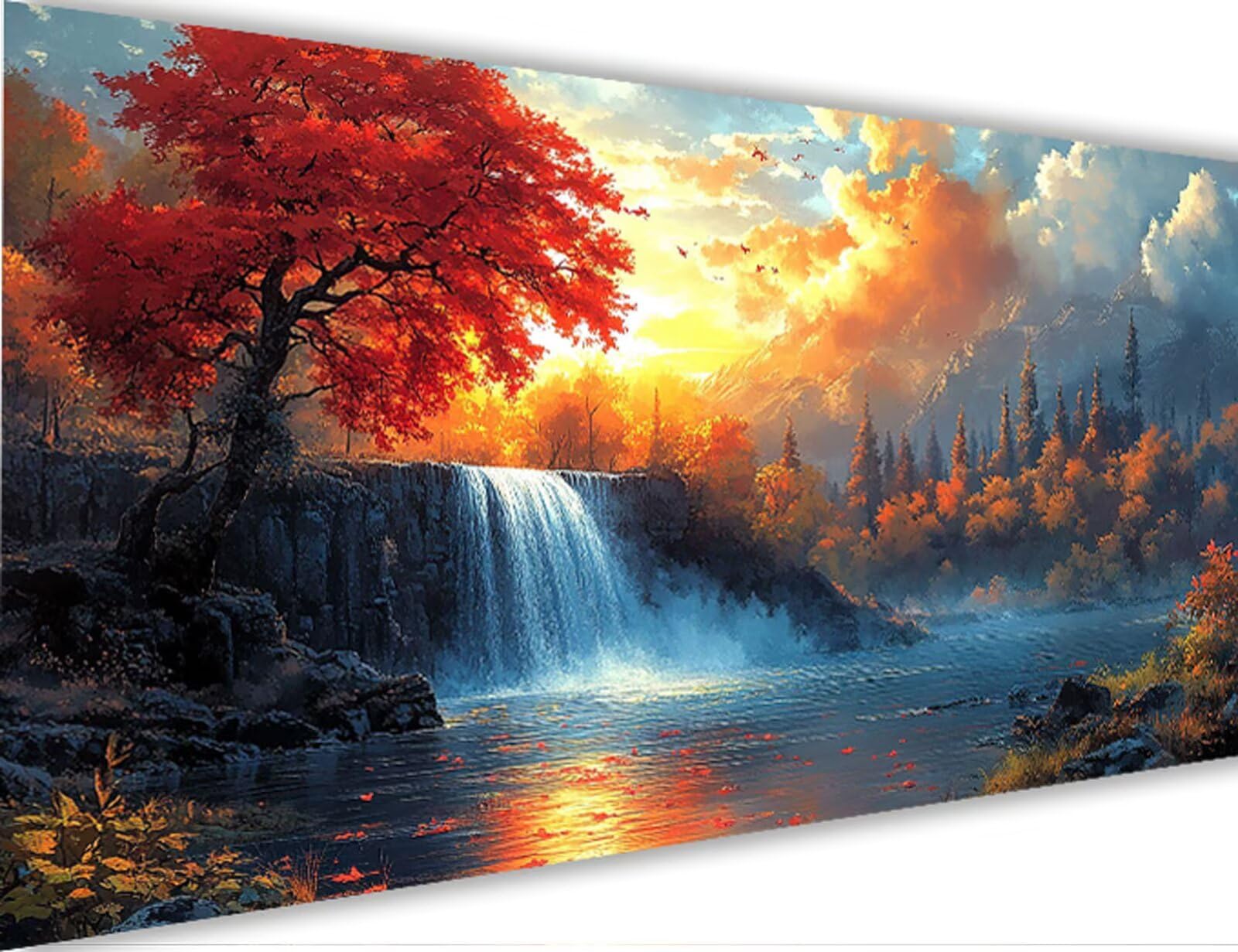 Jesień malowanie po numerach jesień malowanie według numerów dla dorosłych z ramą 70 x 140 cm, DIY obraz olejny według numerów zestaw, farby akrylowe pędzle do dekoracji domu dziewczyny początkujące