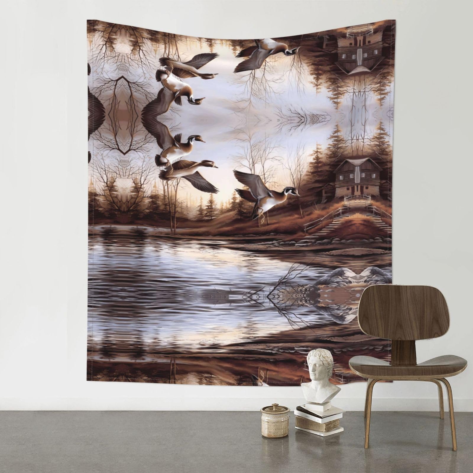 HJFCZH Mallard Ducks Prints Wall Tapestry 60x51in – Artistic Home Decor Throw Blanket for Bedroom, Dorm, Beach & Picnic