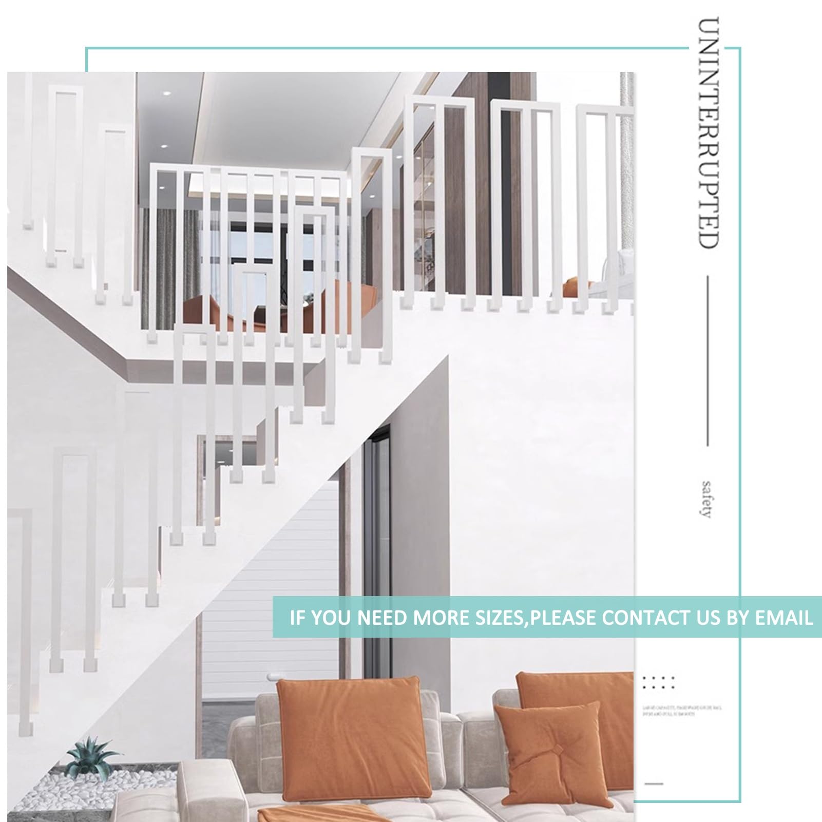 Ringhiera per scale da interno, Corrimano for scale in metallo bianco a forma di U, altezza 35-100 cm, con kit installazione(35cm(1.1ft))
