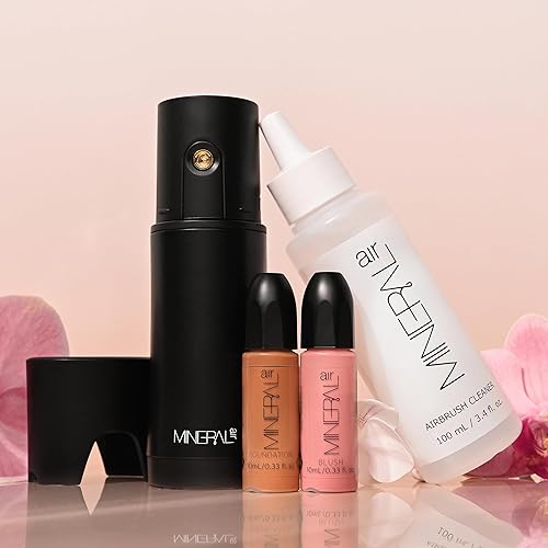 Vista 2 de MINERAL AIR Kit de tez + rubor, 6 piezas, spray de maquillaje con base AirMist con infusión - Incluye imprimación, corrector, hidratante y pigmento