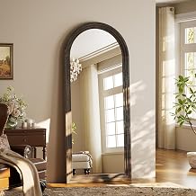 71"x30" Arched Full Length Mirror with Solid Wood Frame, Brown