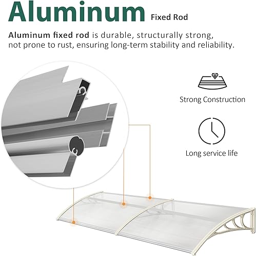 Miniatura 6 de MCombo - Toldo de policarbonato para ventana de exterior de 116 pulgadas, 78 pulgadas, 39 pulgadas