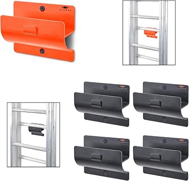 Heavy Duty Ladder Hook Bundle - Heavy Duty Ladder Wall Mount, Wheelbarrow Hanger, Tool Holder, Hanging Brackets for Garage to Hang Ladders, Folding Chair, Wheelbarrow