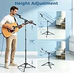 GUITTO Microphone Stand Floor with Phone/Tablet Holder, Adjustable Boom Mic Stand with Heavy-Duty Base, Dual Device Mount for Streaming, Podcasting, Recording, and Live Performances GMS-04