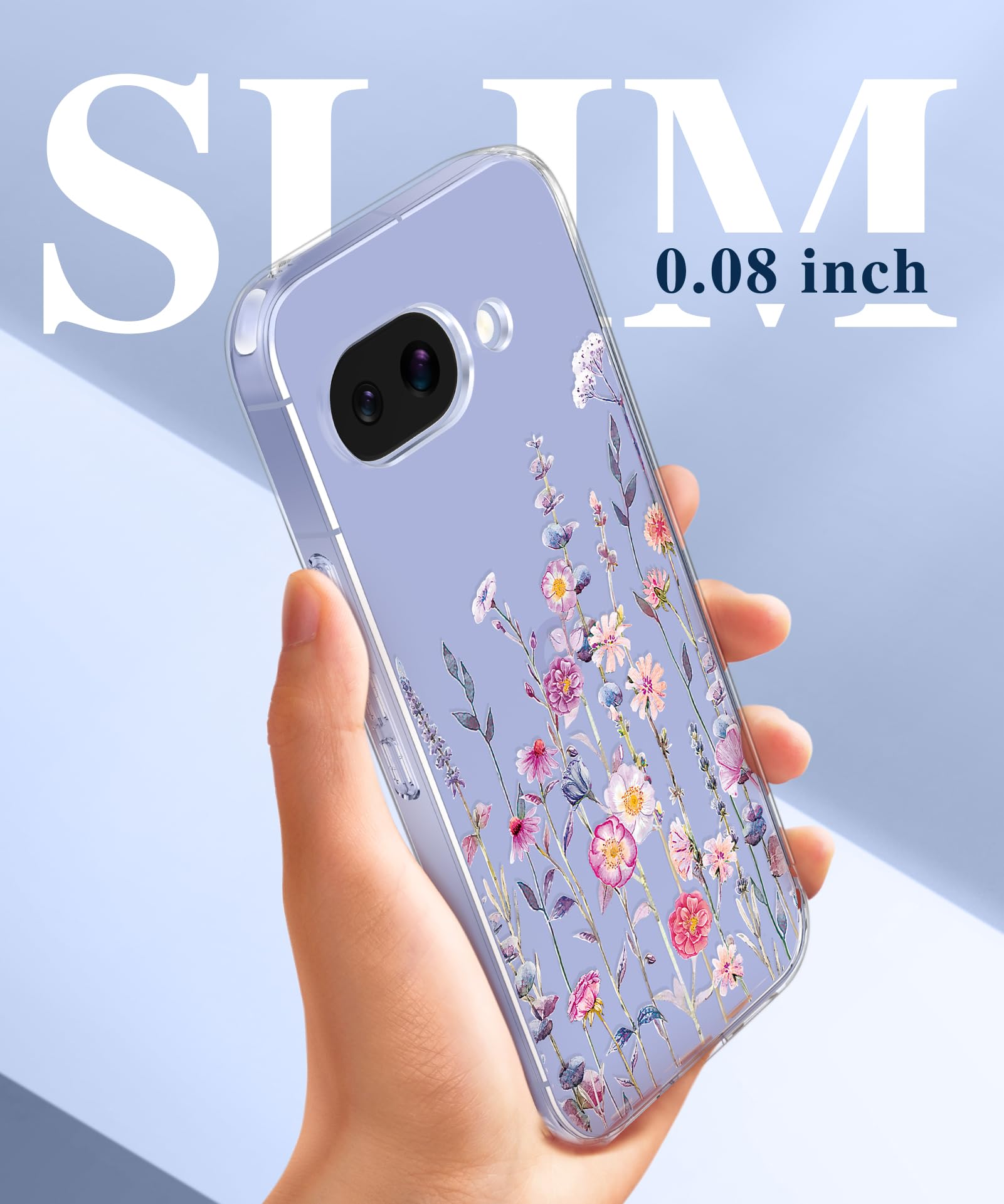 CLATUK For Google Pixel 9A Case Camera Lens Protector, [Flowers Slim] [Anti-Drop Shockproof Protective] Soft TPU Women Stylish Pixel 9A Phone Covers 2025 6.285 Inch(Flowers Sea With Holder
