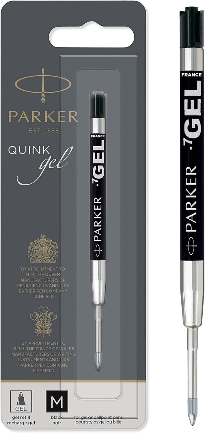 Parker 1950344 Jel Tükenmez Kalem Yedeği, Orta Kalınlıkta Uç, Siyah, gri