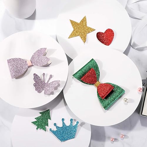 Miniatura 6 de WILLBOND 20 Piezas Hojas de Cuero Sintético Brillante con Purpurina Hojas de Tela de Cuero Sintético PU para Manualidades DIY Boda Costura