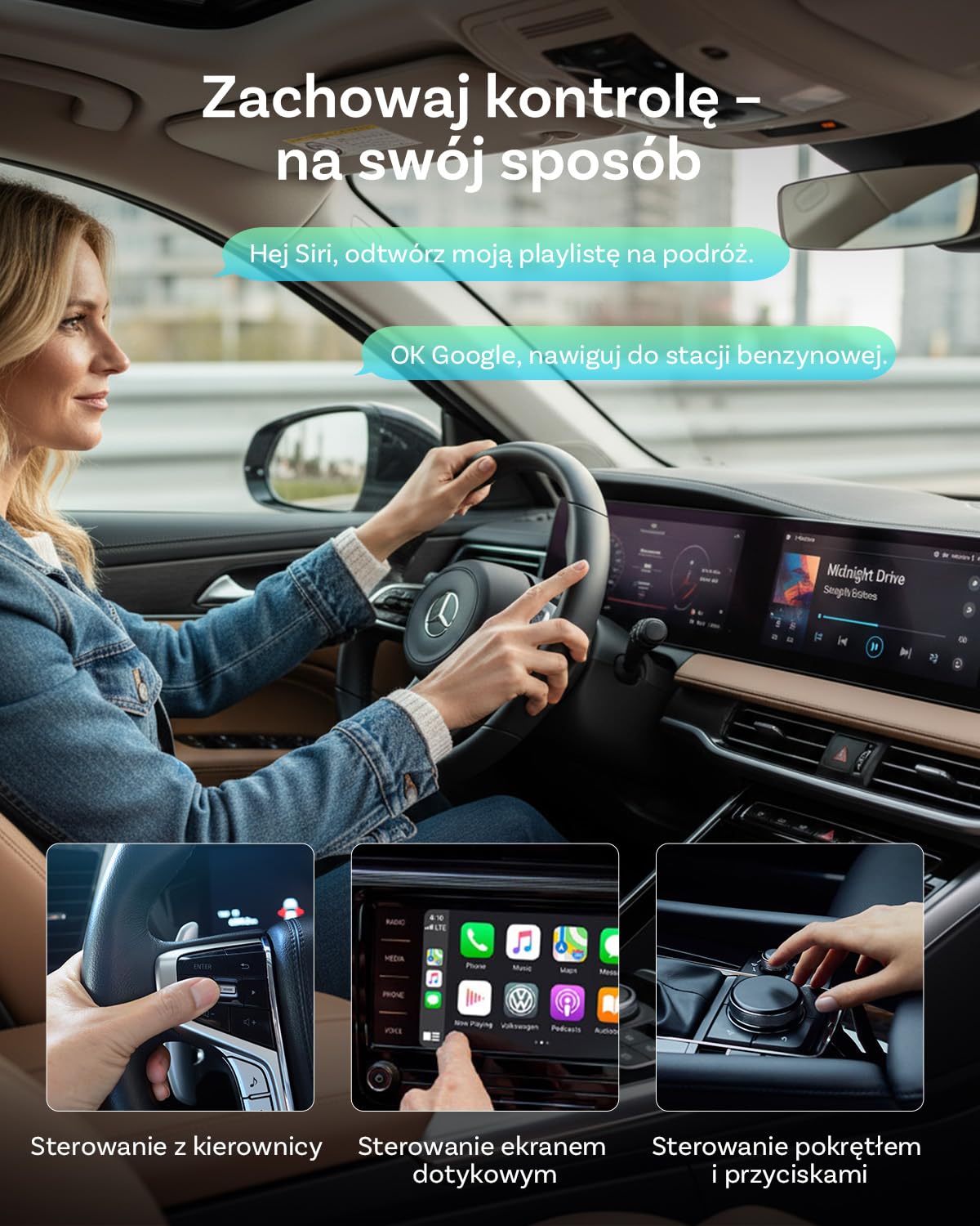 OTTOCAST Mini Pico 2026 Ulepszony, Bezprzewodowy Adapter 2 w 1 CarPlay i Android Auto z USB-A/C, Przełączanie Telefonu Jednym Przyciskiem, Szybkie Połączenie, Plug & Play dla iOS 10+ oraz Android 11+
