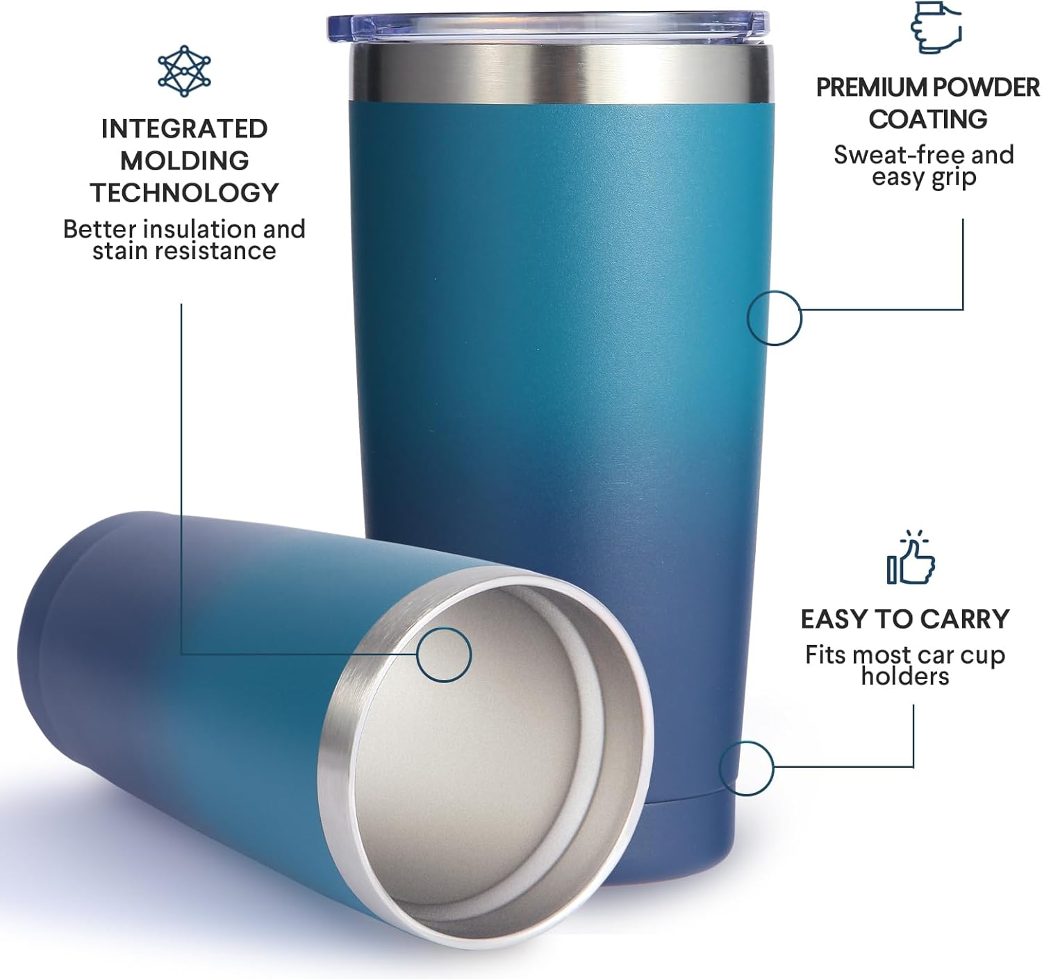 Volhoply 20oz Stainless Steel Tumbler with Lid and Straw Bulk 12 Pack,Double Wall Insulated Travel Iced Coffee Mug Fits Cup holder,Powder Coated Cups for Cold Drinks,Christmas Gifts(Assorted,12 Set) - Image 4