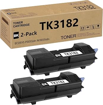 TK-3182 TK3182 Toner Cartridge Compatible for P3055dn / P3155dn / M3655idn Laser Printers Replacement for Kyocera TK3182 Black Toner Cartridge 21,500 Pages 2 Pack