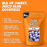 Vista 5 de Bolas de chicle para bufé de dulces y recuerdos de fiesta, 2 libras saborizadas de 1 pulgada de bolas de chicle de boda - Oh! Nuts
