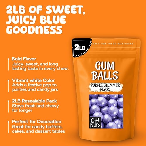 Miniatura 5 de Bolas de chicle para bufé de dulces y recuerdos de fiesta, 2 libras saborizadas de 1 pulgada de bolas de chicle de boda - Oh! Nuts