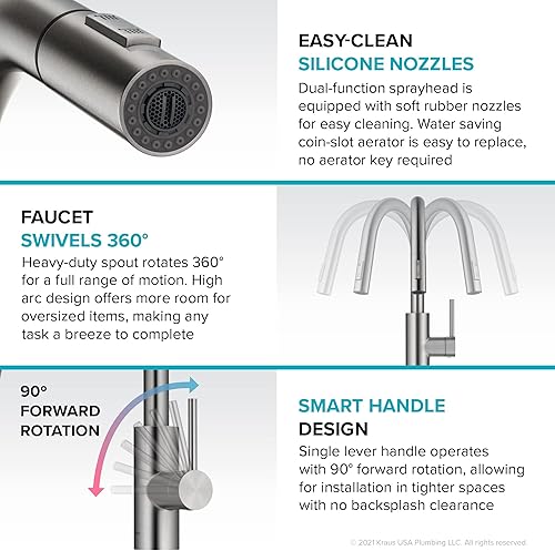 Miniatura 192 de KRAUS Oletto - Grifo de cocina y filtro de agua 2 en 1, monomando y extraíble, estilo comercial, para ósmosis inversa o sistema de filtración