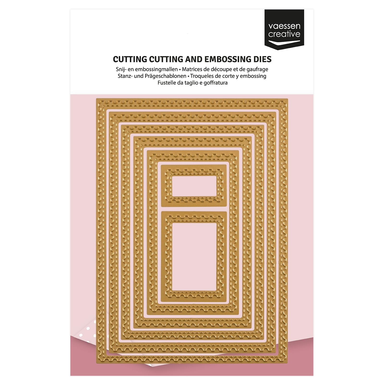 Vaessen Creative Cutting and Embossing Dies Set - Stamps with Stitched Edge - 7 Metal Craft Dies - Card Making Supplies for Scrapbooking & Papercrafts
