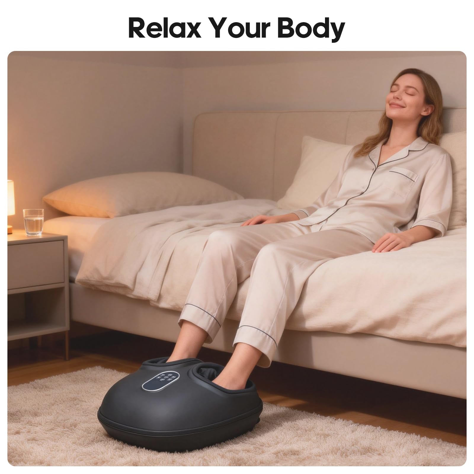 NEWBULIG Máquina masajeadora de pies con calor, compresión de aire y amasamiento profundo, 6 modos de masajeador de pies Shiatsu para alivio muscular, regalos de San Valentín para mujeres, hombres y