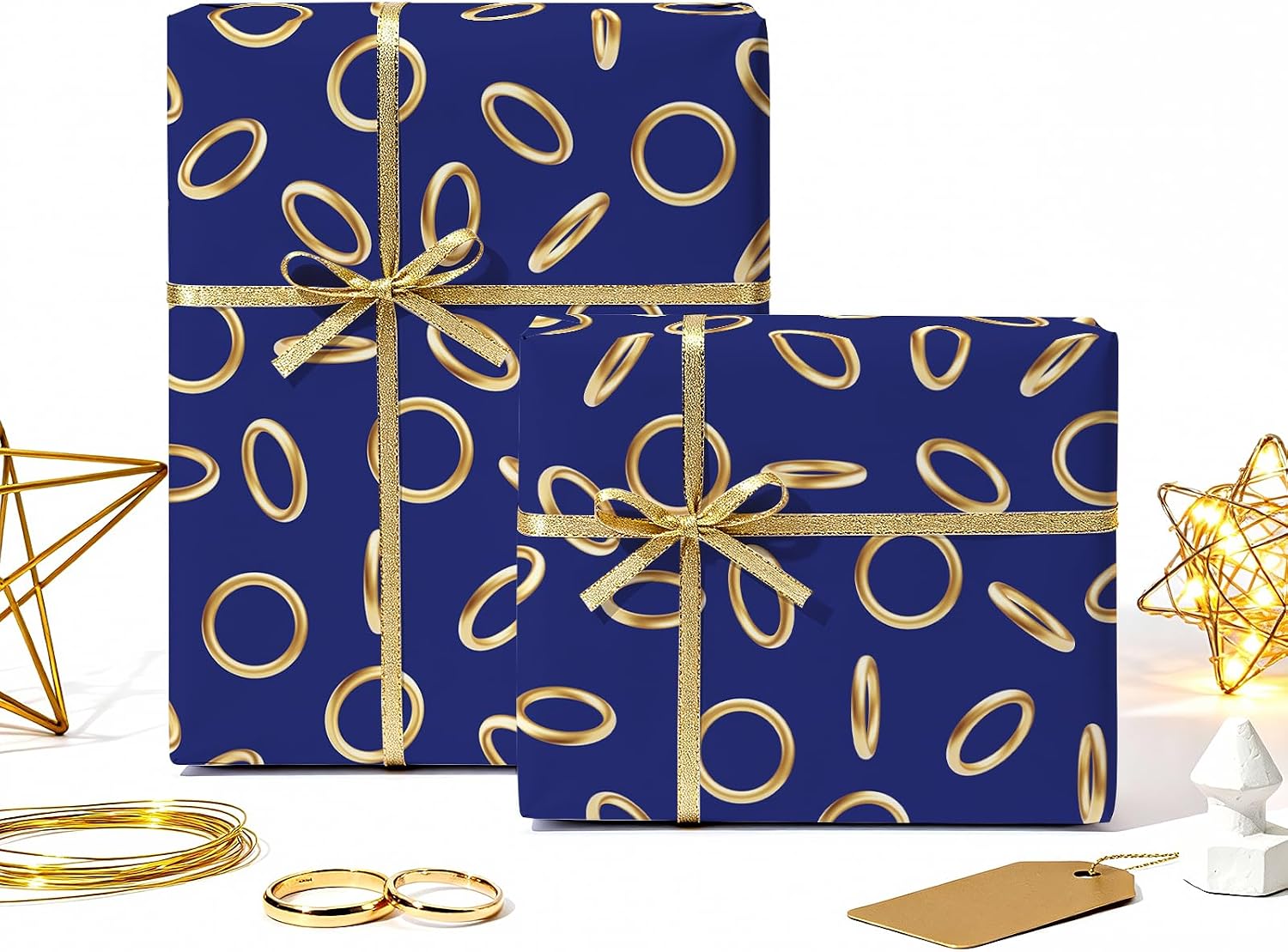 WRAPAHOLIC Cartoon Game Wrapping Paper Roll - Mini Roll - 17 Inch x 16.5 Feet - Blue and Gold Ring Wrapping Paper for Birthday, Baby Shower, Video Game Party image 5
