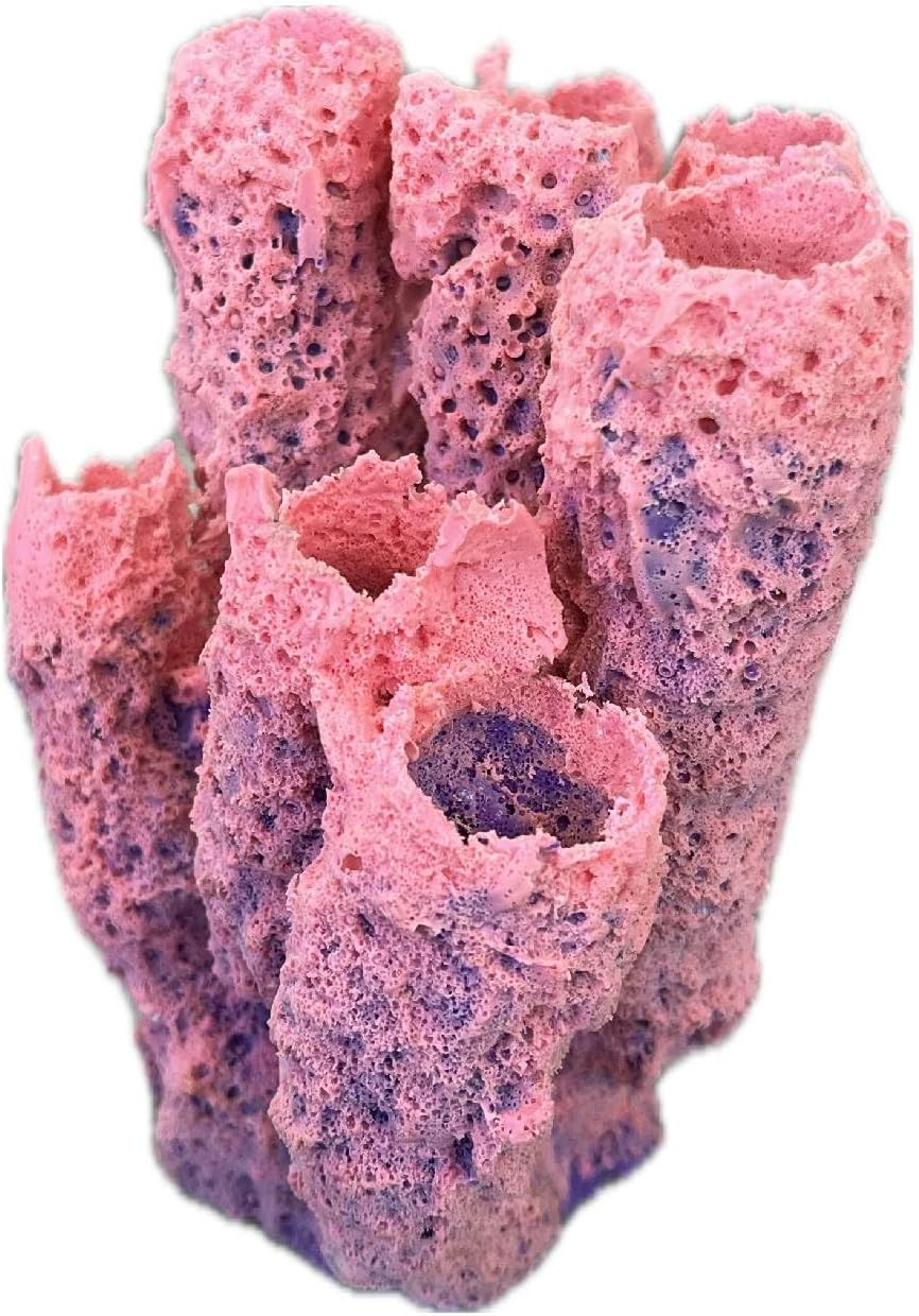 Ocean Aquaria Nine Tube Sponge – Artificial Coral for Fish Tank & Aquarium Decor #644 (Purple/Pink)
