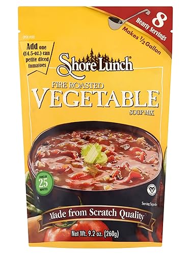 Miniatura 2 de Shore Lunch Mezcla de sopa, mezcla de sopa de verduras asadas al fuego, hace galón de sopa, 8 porciones abundantes, mezcla de verduras y