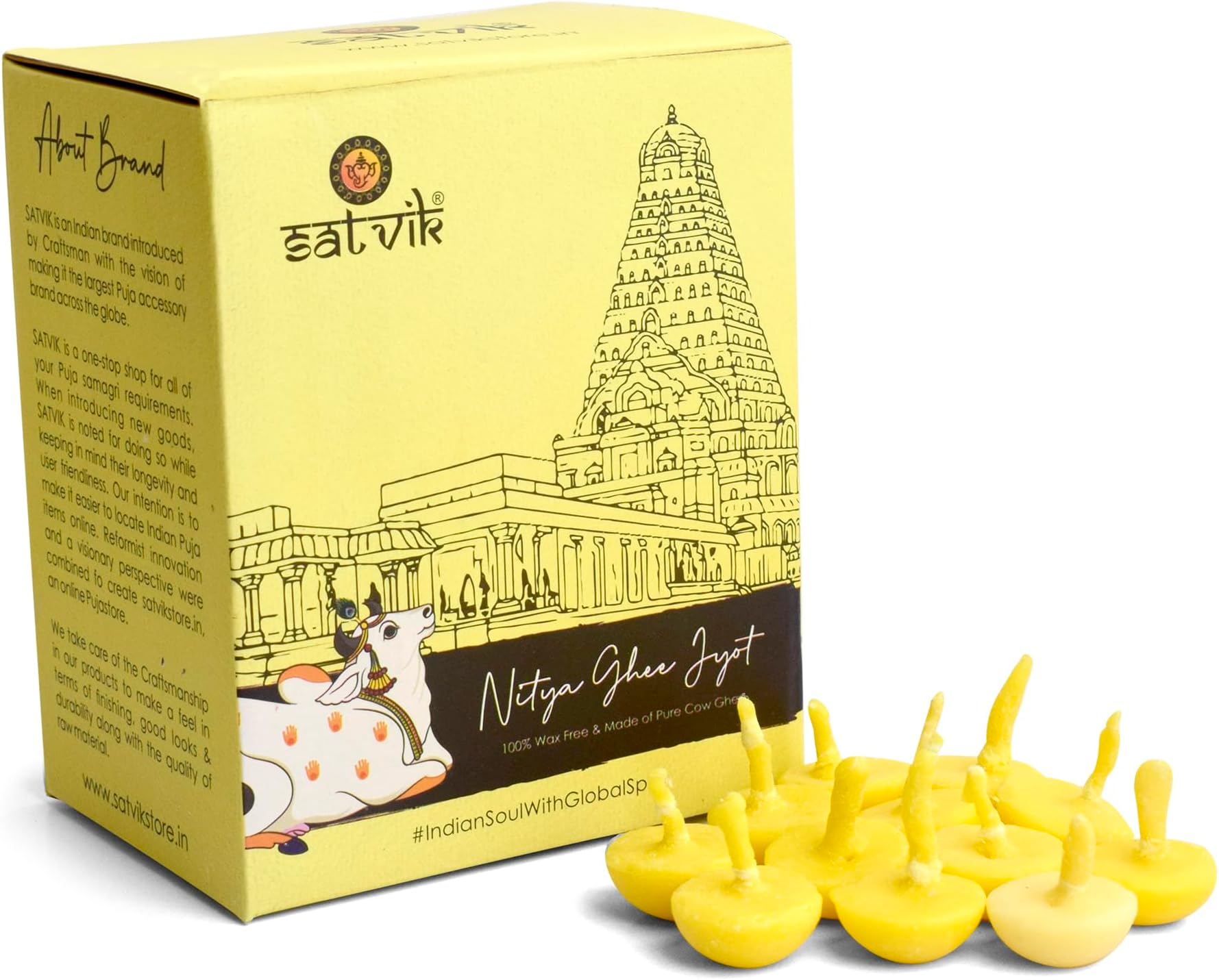 SATVIK STORE Pure Ghee Wicks (Pack of 100 Pcs) / Readymade Ghee Cotton Wicks/Diya Batti/Puja Batti (Ghee Wicks -50)