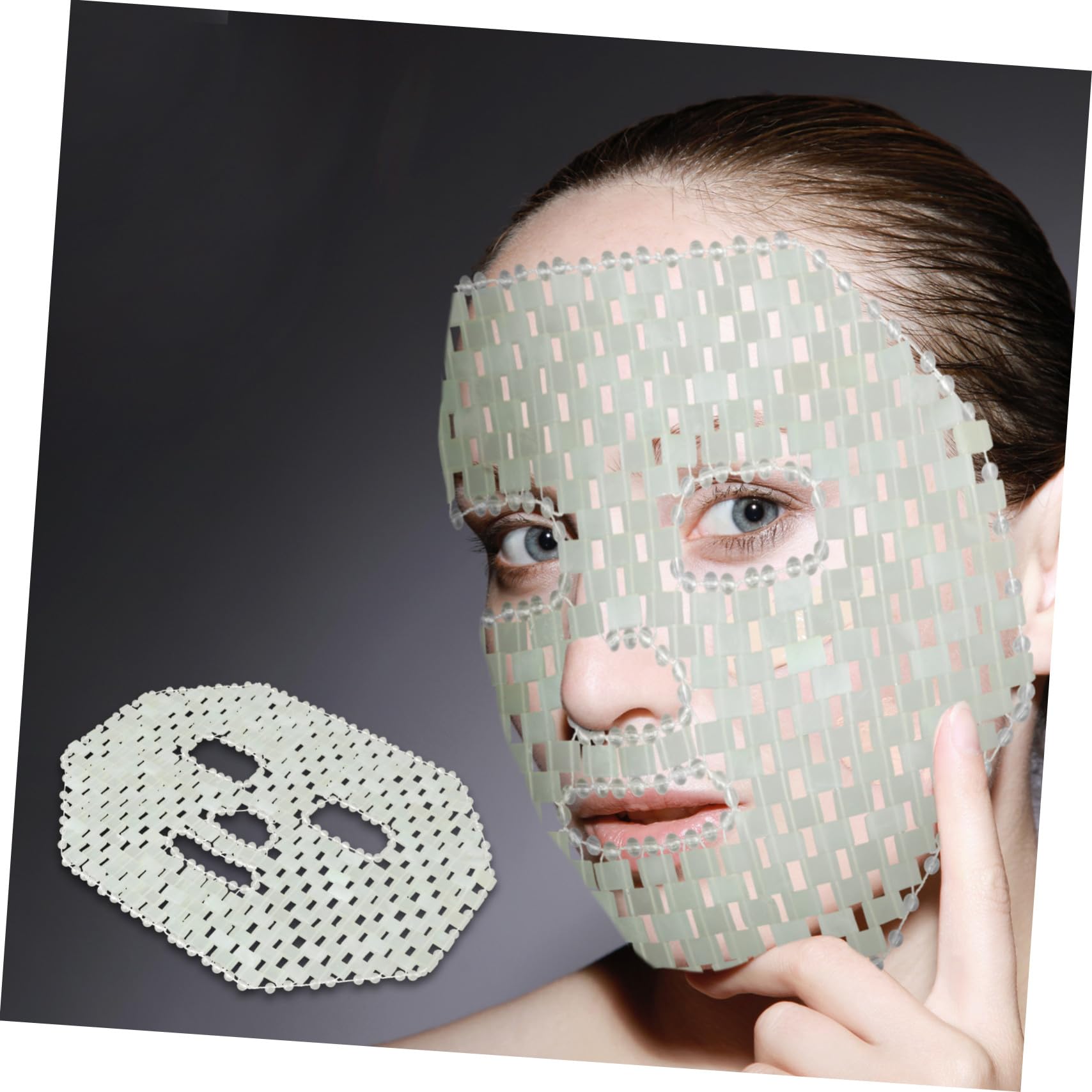 ABOOFAN Natürliche Grüne Jade Gesichtsmaske zur Schmerztherapie und Kopfschmerzbefreiung für Home Spa und Büro zur Verbesserten Hautpflege und Entspannung