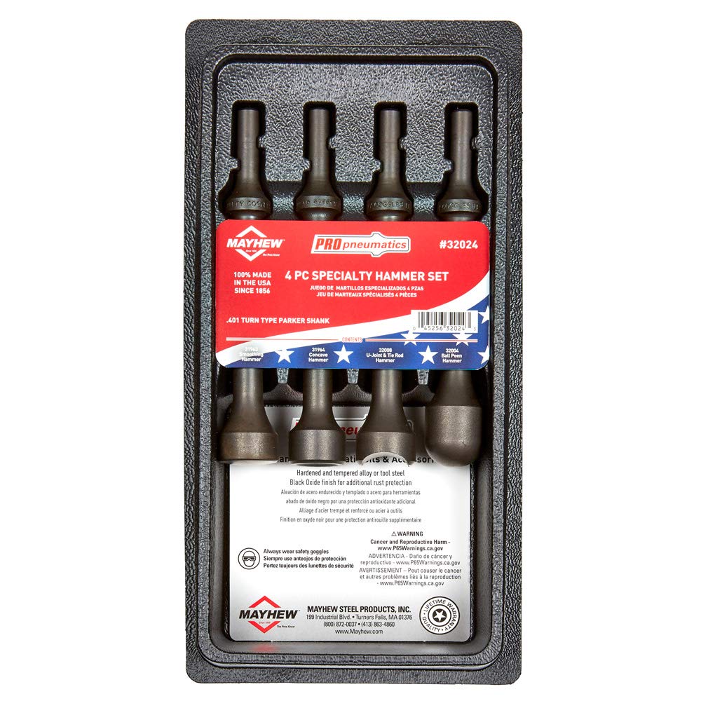 Mayhew Tools 32024 Pneumatic Hammer, 4-Piece Specialty Set, Black