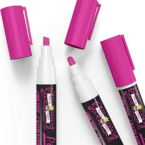 Miniatura 3 de CHALKY CROWN Marcador de tiza líquida  Marcador de borrado en seco  Marcadores de tiza para letreros de pizarra, ventanas, pizarra, vidrio  Punta