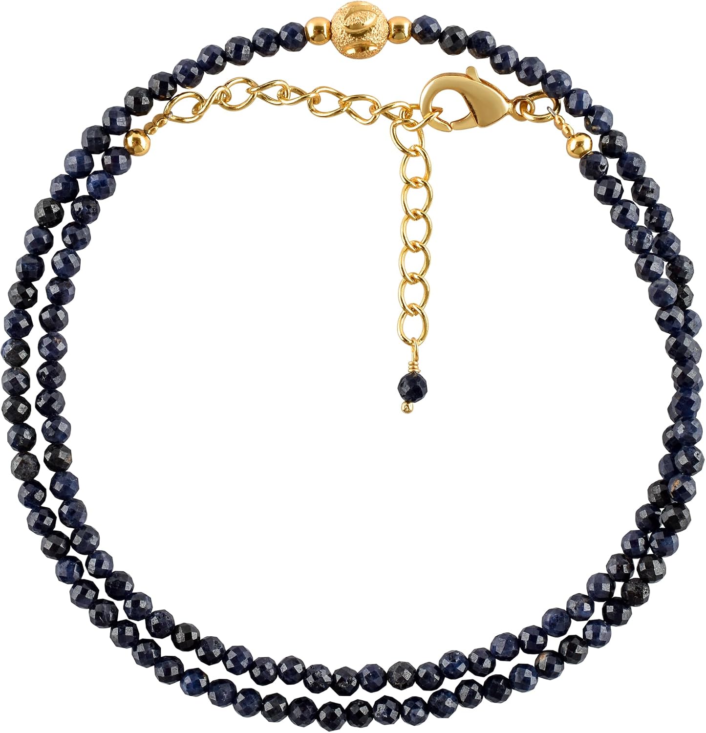 InfinityGemsArt Gold Necklace For Women, Birthstone Crystals, Beaded Gemstones Choker, Western Jewelry, 14K Gold Plated 18 Inch Adjustable Chain, Gifts For Her