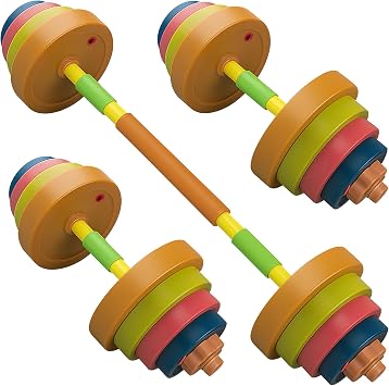 Kids Weights Set, 2-in-1 Barbell and Dumbbell Set for Home Exercise