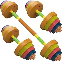 Kids Barbell and Dumbbell Set, Adjustable Sand Filled Weights for Home Gym