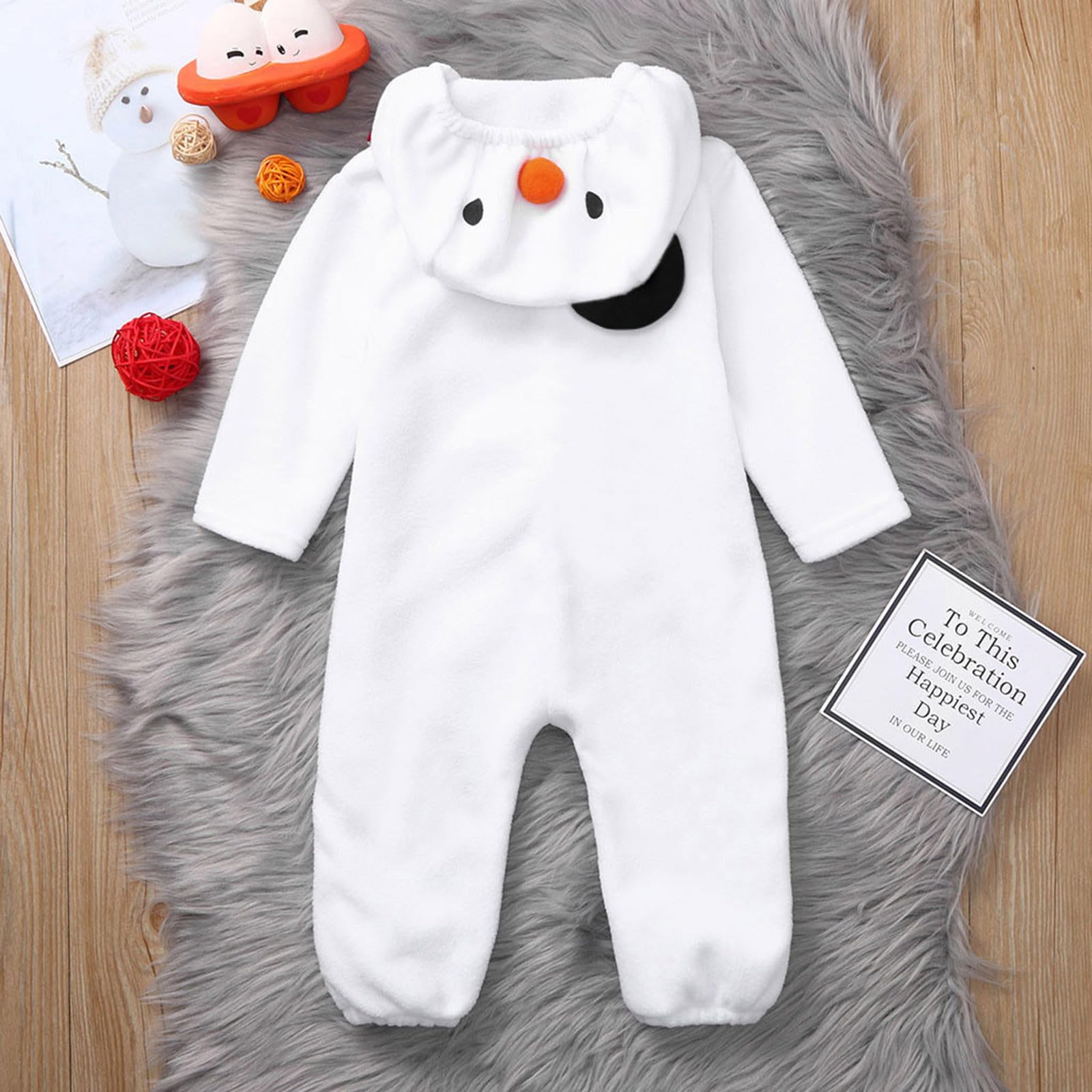 Pagliaccetto natalizio per bambini, motivo pupazzo di neve, per cosplay, in pile, per abbigliamento invernale caldo