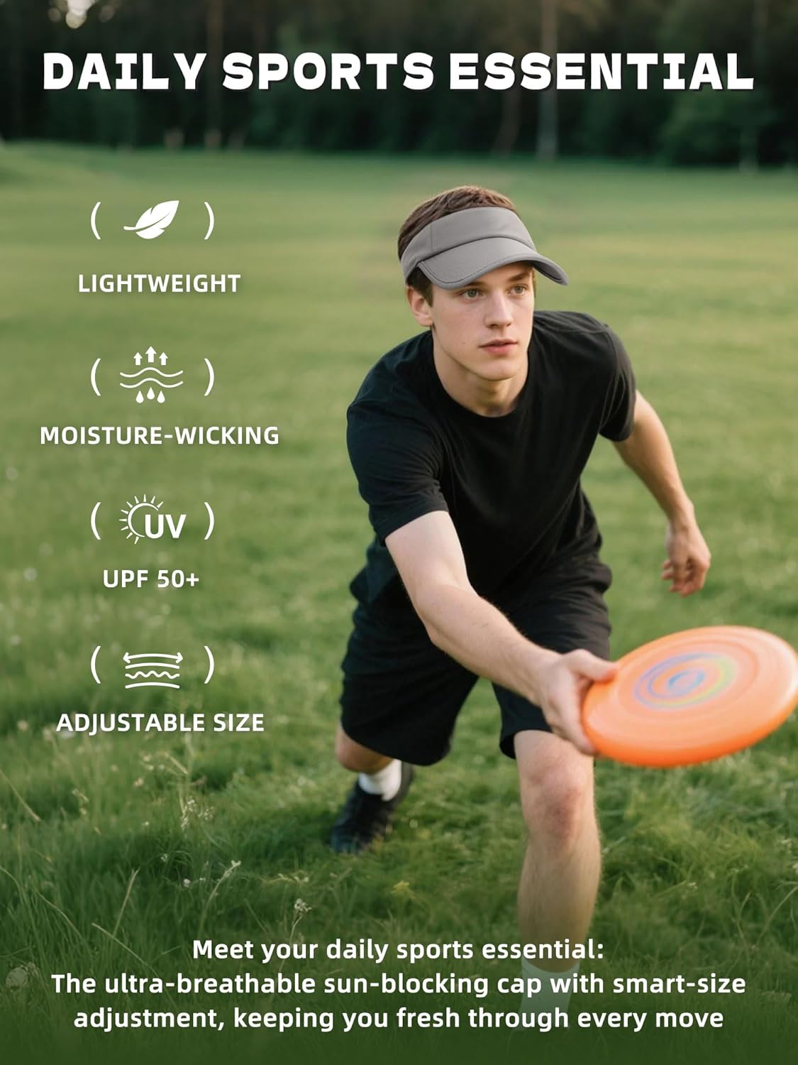 Sport Sun Visor Hat for Women and Men,Lightweight Cooling Sweatband Hat for Golf,Running,Tennis - Image 2