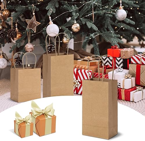 Miniatura 3 de TOWRAP Bolsas de papel marrón con asas, 90 unidades, bolsas de regalo de varios tamaños, bolsas de fiesta, bolsas de compras, bolsas al por menor,