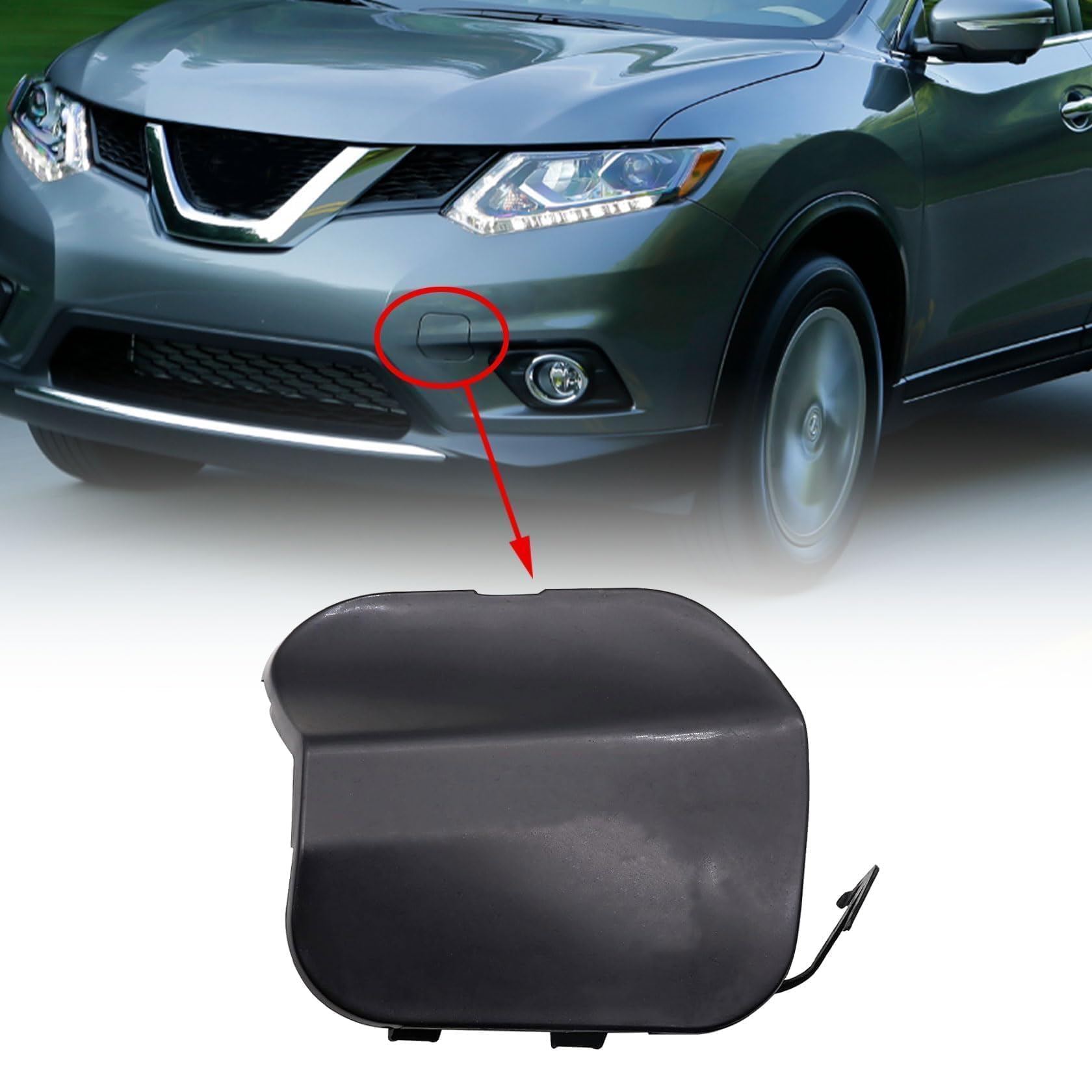 Front Bumper Tow Hook Cap Cover Eye Access Compatible with Nissan Rogue 2014-2016