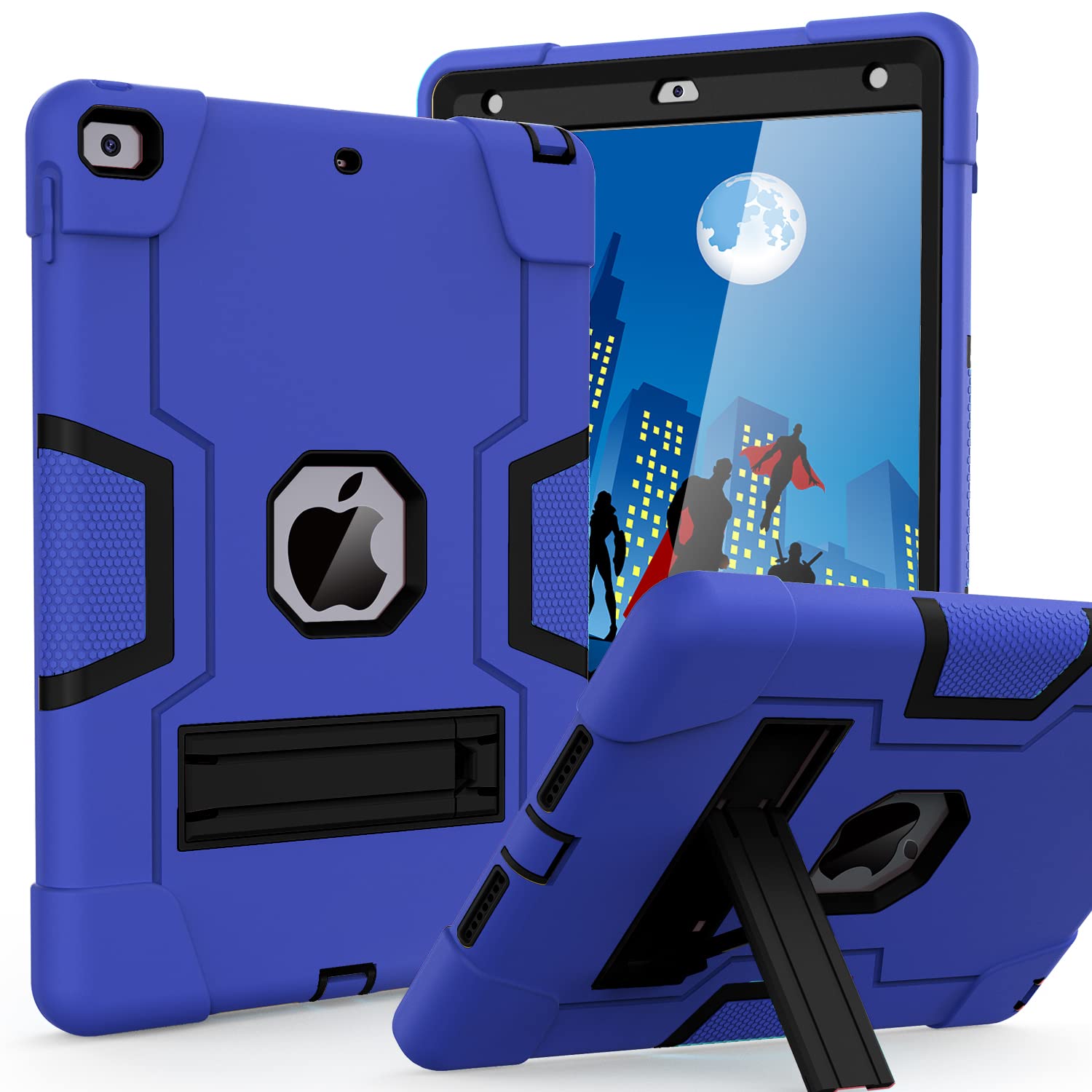 Cantis Case for ipad 9th Generation/ 8th Generation/ 7th Generation, Slim Heavy Duty Shockproof Rugged Protective Case with Built-in Stand for iPad 10.2 inch 2021/2020/2019, Dark Blue+Black
