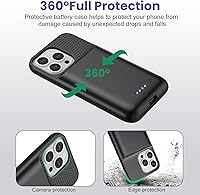 Vista 4 de Funda con batería para iPhone 13/ 13Pro/14, potente cargador de batería de 7500 mAh, funda portátil recargable, protectora, extendida, cargador Negro