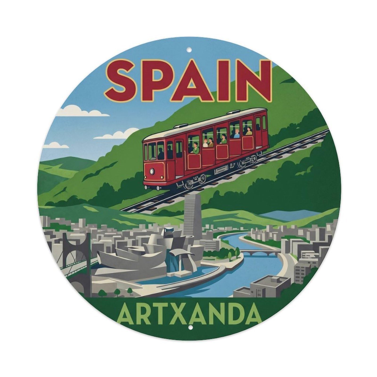 Bilbao Artxanda Funicular Spain Landmark Travel Metal Tin Sign
