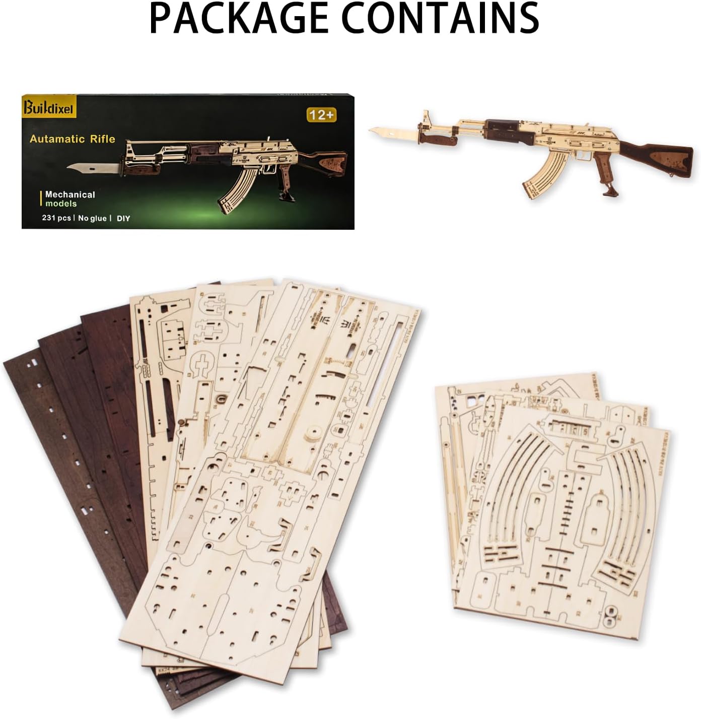 3D Wooden Puzzles for Adults,Wooden Toy for Adults,DIY Rubber Band Gun,Educational Brain Teaser,Best Educational Christmas Birthday Day Gift for Kids(Wooden Gun)