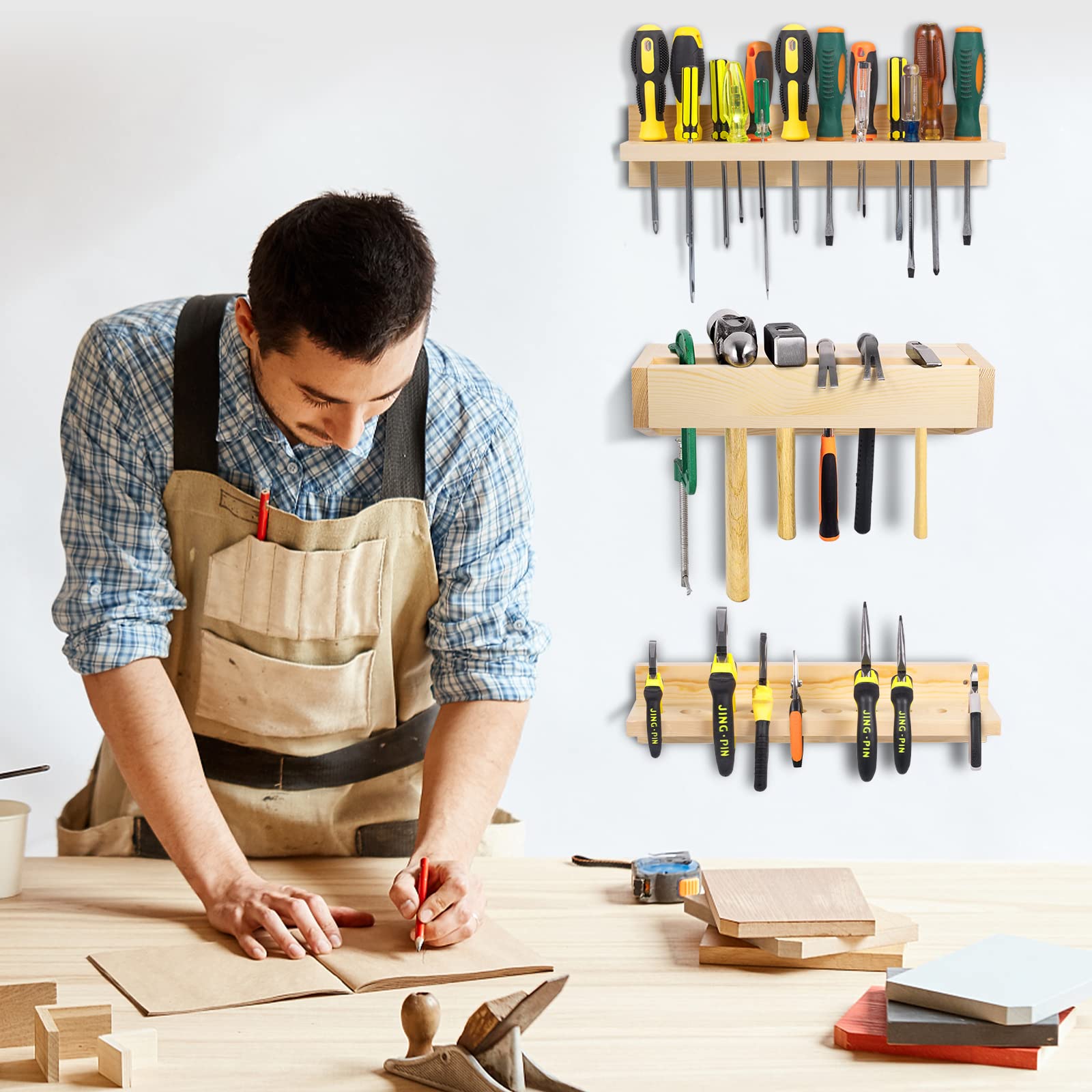 2 Pièces Porte-Outils Mural 40cm, Support Mural Tournevis