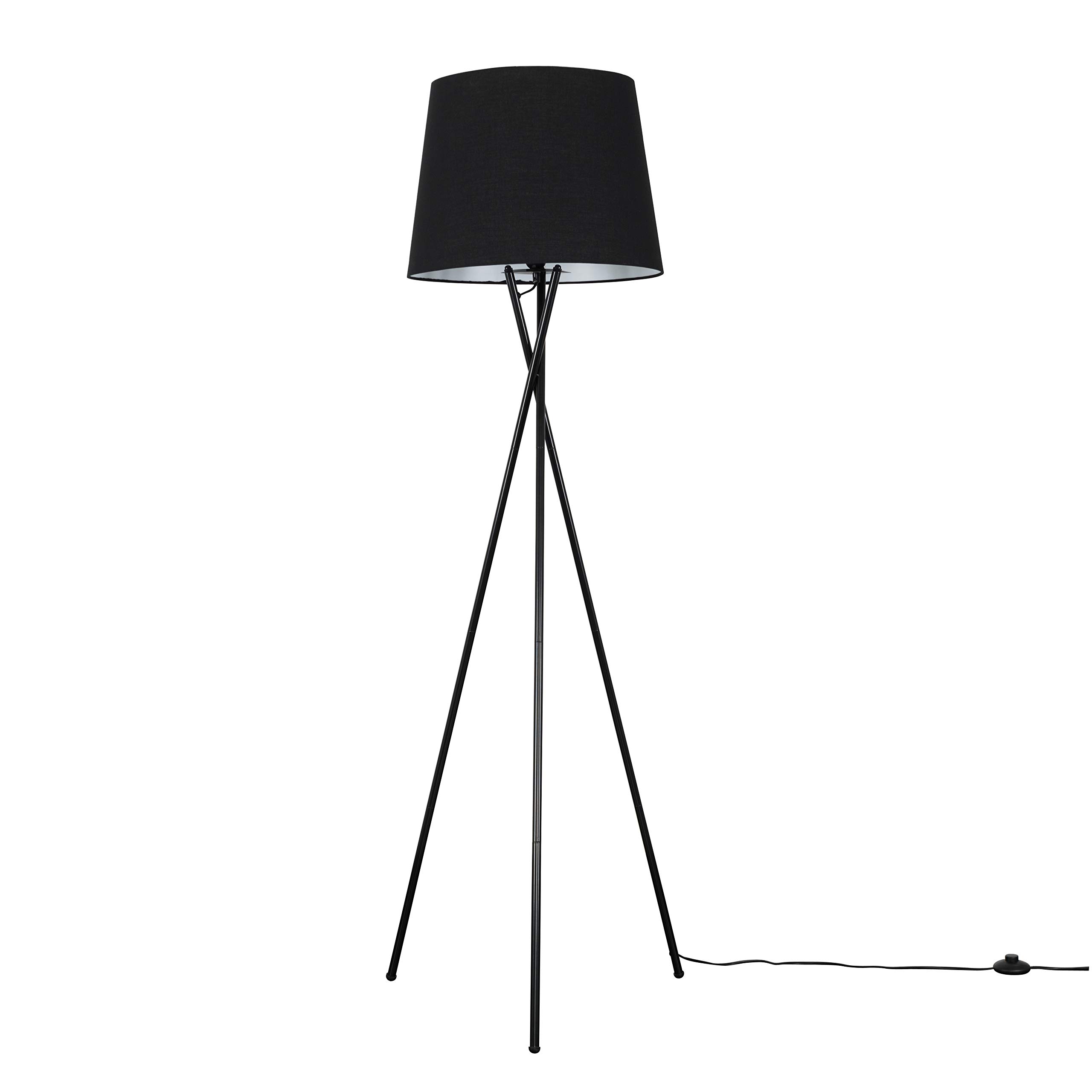 MiniSun | Modern Gloss Black Metal Floor Lamp with a Black Tapered Shade | Floor Lamps & Torchieres, Home Décor & Improvement Essential
