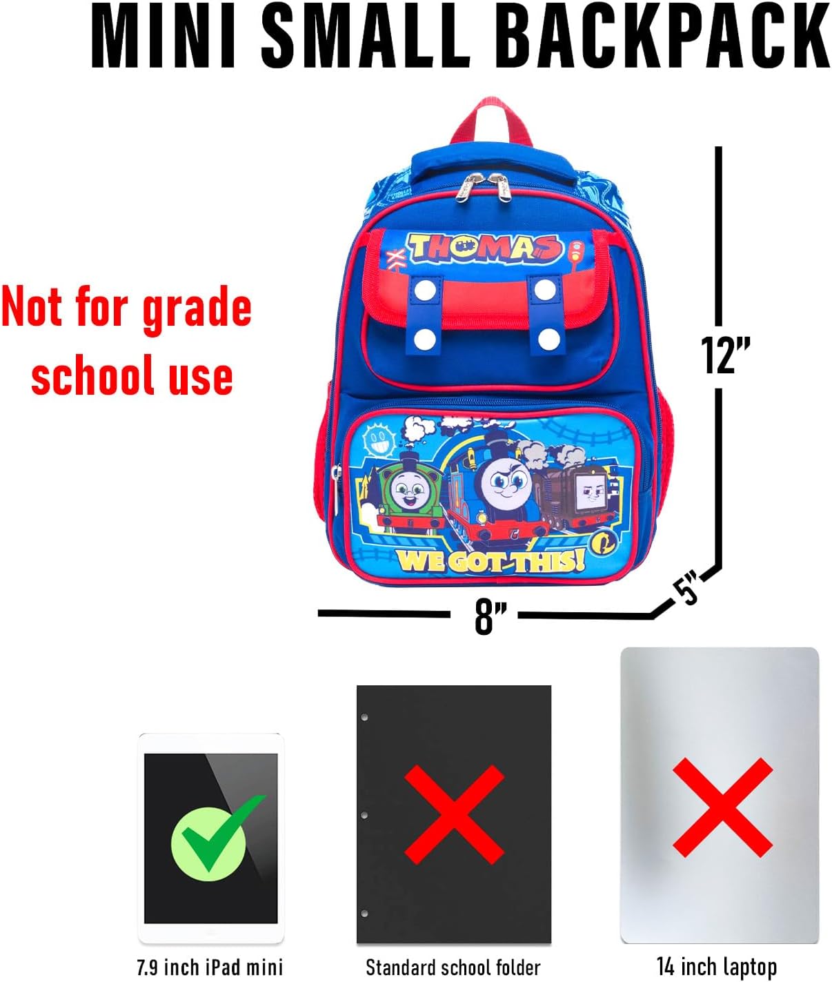 Thomas the Train Mini Backpack for Kids - Bundle with 12” Train Preschool Bag with Water Bottle, Stickers, More | Thomas and Friends Small Backpack Set for Girls, Boys, Toddlers