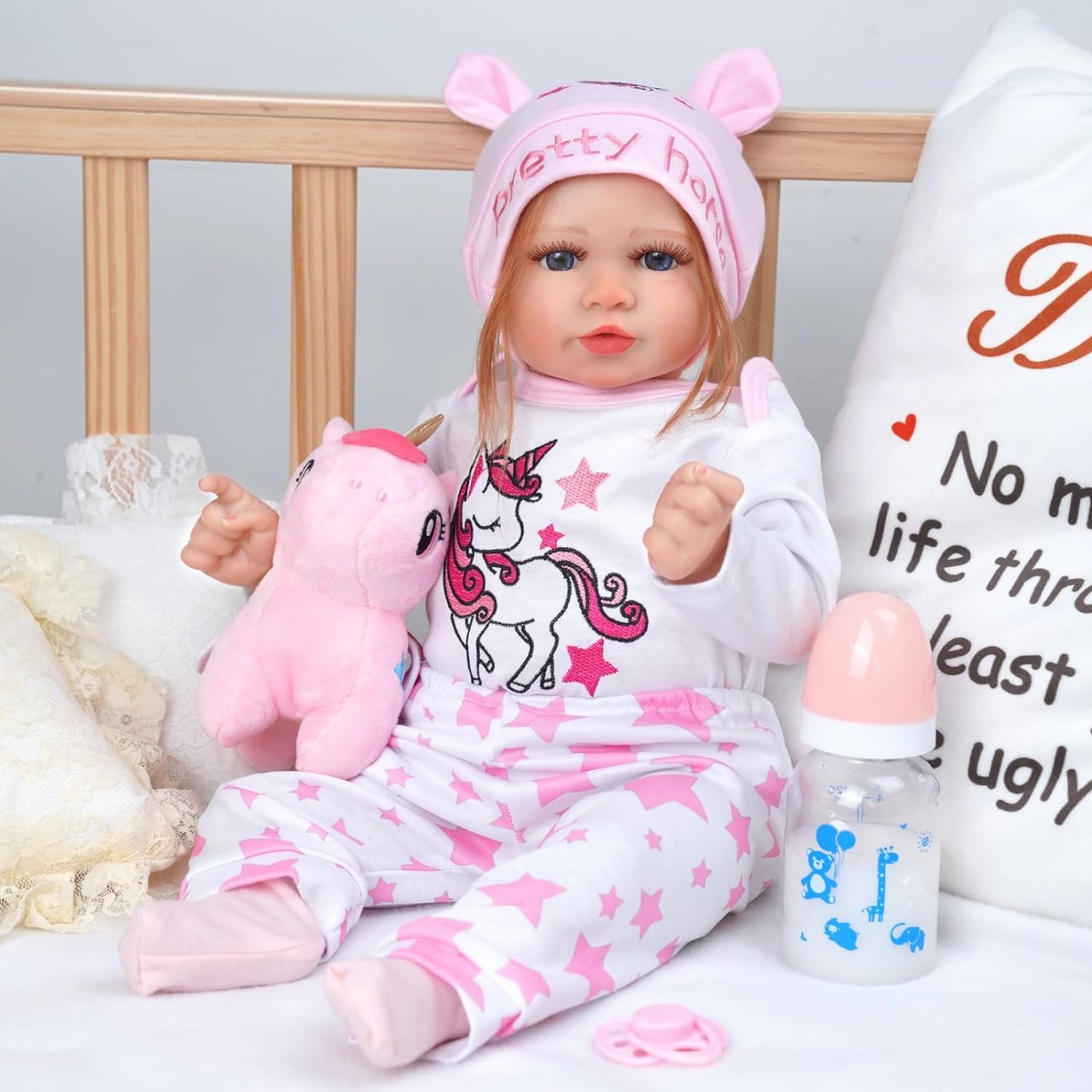 BABESIDE 8Pcs Reborn Baby Dolls Clothes 20 Inches Girl Outfits Accessories for 17-22 Inches Baby Dolls with Bassinet - Image 4