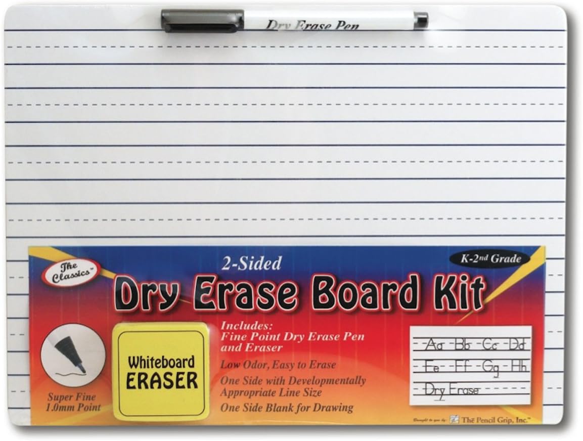 The Classics Dry Erase Whiteboard Kit Complete Set with 11.75 x 9 Inches Board, Black Dry Erase Pen and Eraser (TPG-388), White