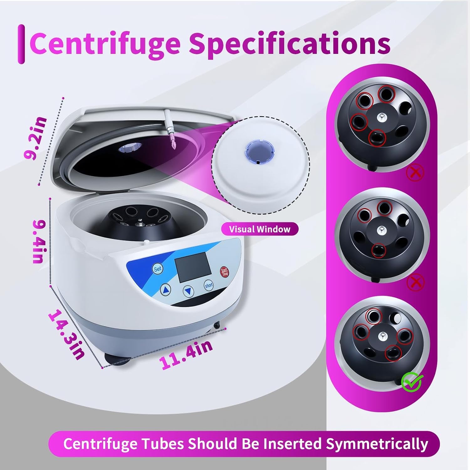 Centrífuga de Laboratorio 10ml/15ml x 6, 500-5000r/min (Max 3074xg RCF), Lab Benchtop Centrifuge Machine Timer 10s-99min, Low Noise ≤ 60dB for Scientific Research, Biological Labs & Colleges
