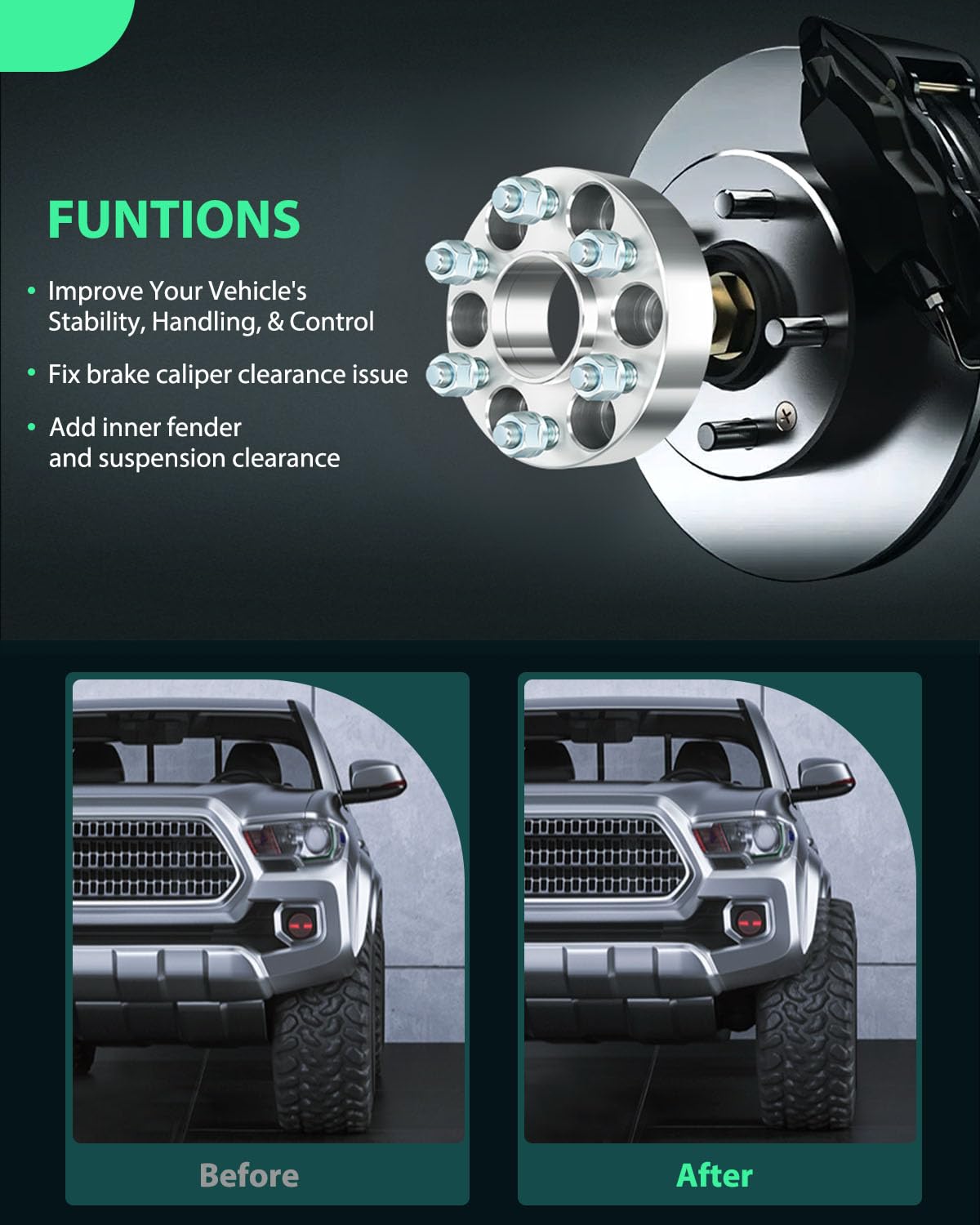 OCPTY 1.5" Wheel Spacers - 6x4.5 Lug Pattern, 66.1mm Hub Bore, For Nissan Frontier/Pathfinder/Xterra, Suzuki Equator