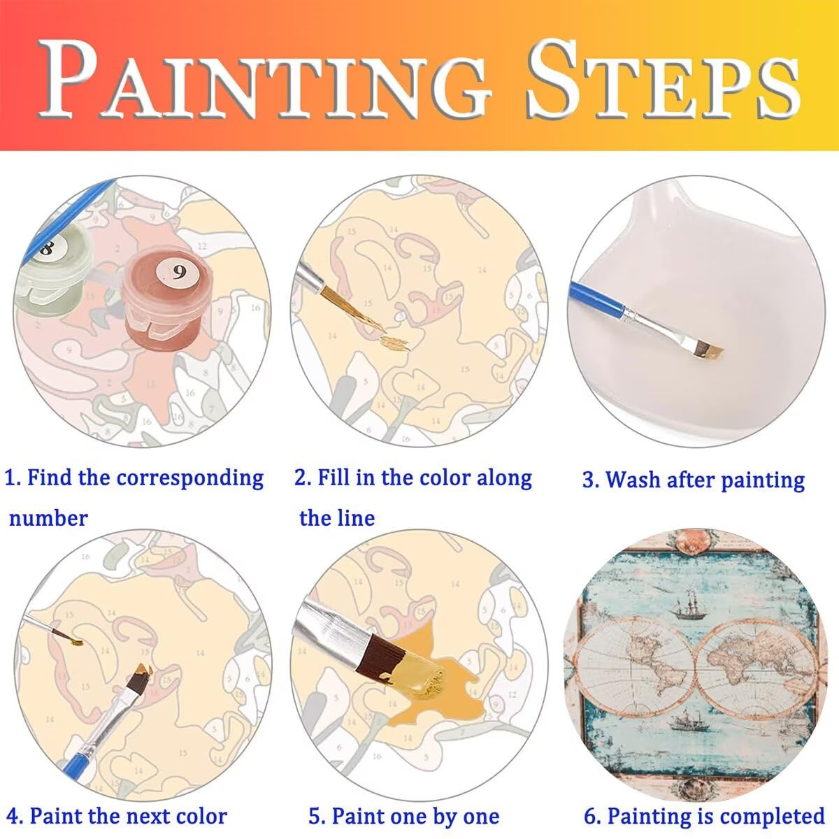 Dipingi con i Numeri Adulti Mappa, Paint by Numbers Paesaggio, Kit di Pittura Acrilica Hobby Creativi Adulti Fai-da-Te con Vernici e Pennelli per Decora la Casa, Regalo 80x110cm Senza Cornice 80-9